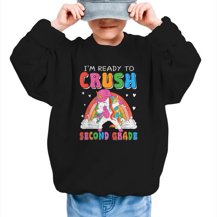 I'm Ready To Crush Second Grade Unicorn Back To School Girls Graphic Kid Sweatshirt