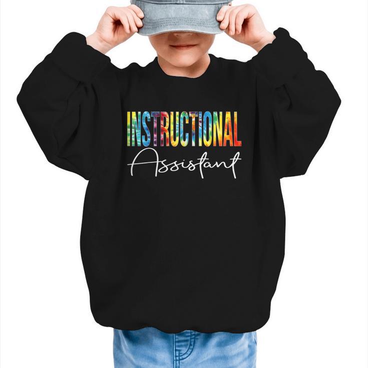 Instructional Assistant Tie Dye Back To School For Work Graphic Kid Sweatshirt