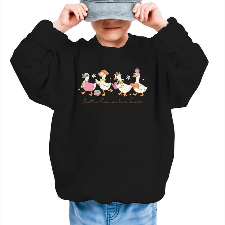 Just a Counselor Goose Back To School Silly Goose Counselor Graphic Kid Sweatshirt