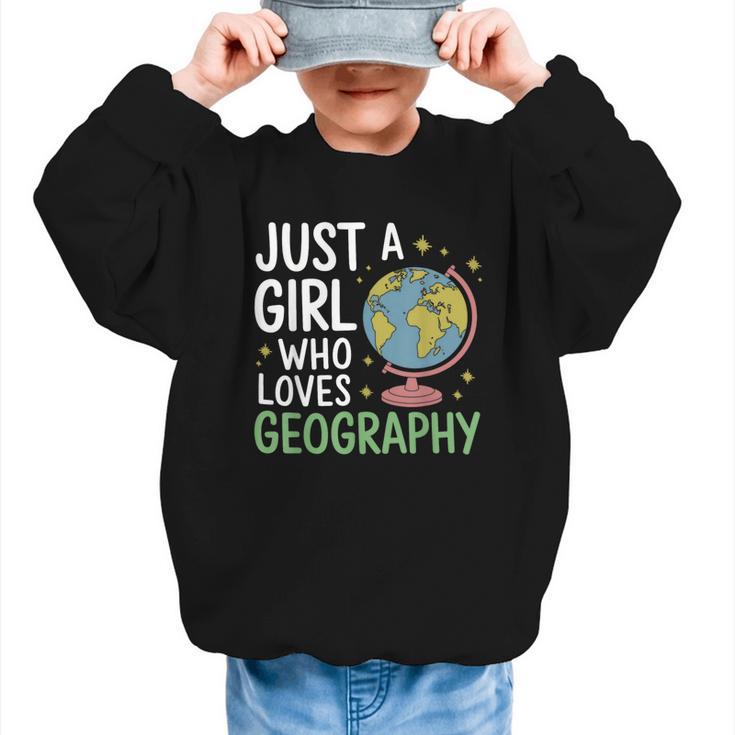Just a Girl Who Loves Geography Back To School Kids Girls Graphic Kid Sweatshirt