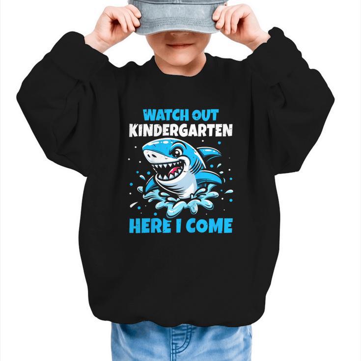 Kids Back To School Watch Out Kindergarten Here I Come Shark Boys Graphic Kid Sweatshirt