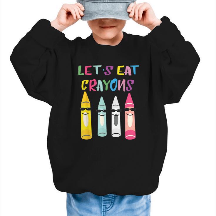 Kindergarten Back To School Crayons Let's Eat Crayon Graphic Kid Sweatshirt