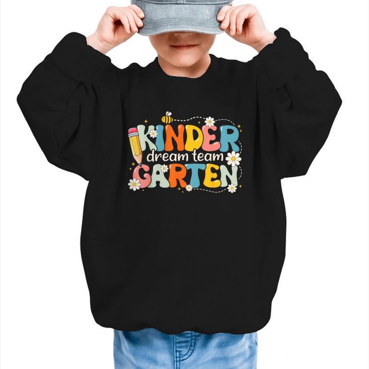 Kindergarten Dream Team Groovy Retro Children Back To School Graphic Kid Sweatshirt