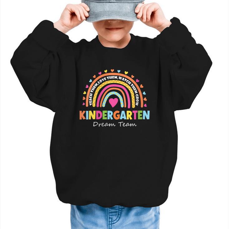 Kindergarten Dream Team Rainbow Welcome Back To School Graphic Kid Sweatshirt