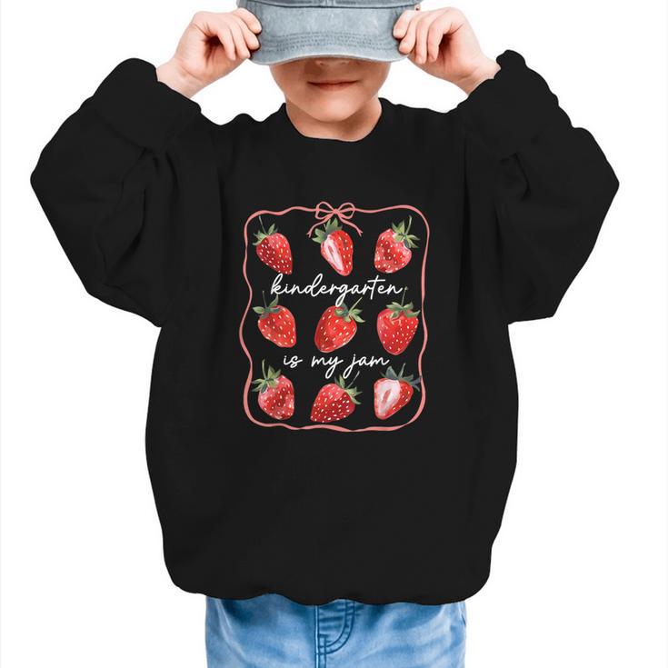 Kindergarten Is My Jam Strawberry Back To School Girls Boys Graphic Kid Sweatshirt