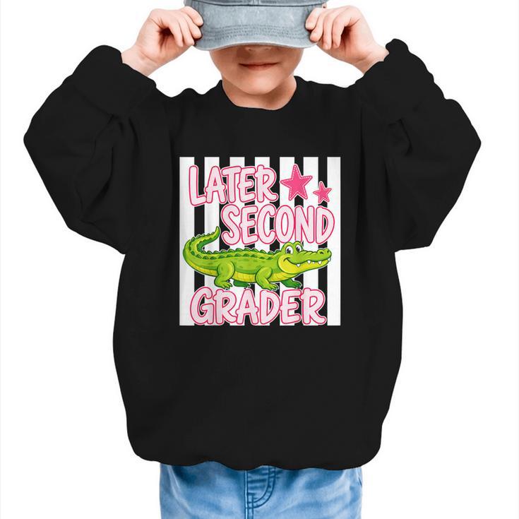 Later Second Grader Cute Alligator Back To School Graduation Graphic Kid Sweatshirt