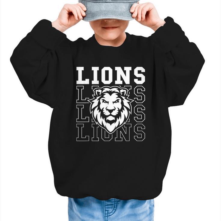Lions School Spirit Fan Team Back To School Graphic Kid Sweatshirt