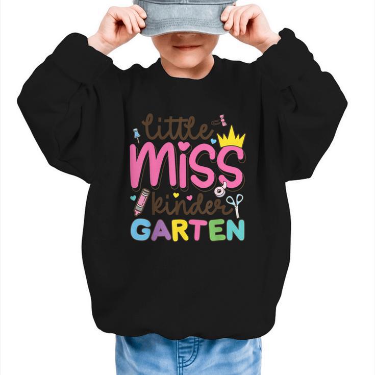 Little Miss Kindergarten First Day Back To School Girls Cute Graphic Kid Sweatshirt