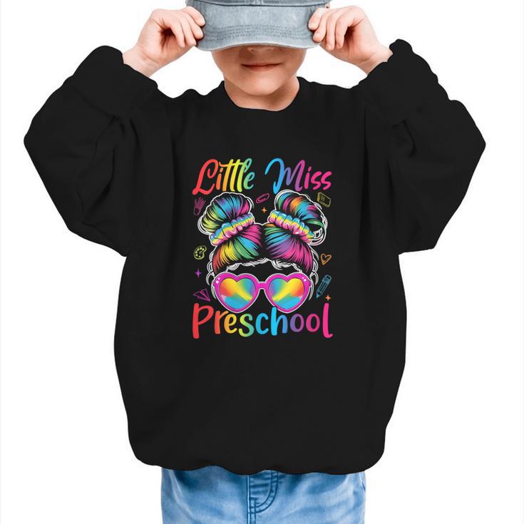 Little Miss Preschool Messy Bun Back To School Girl Women Graphic Kid Sweatshirt