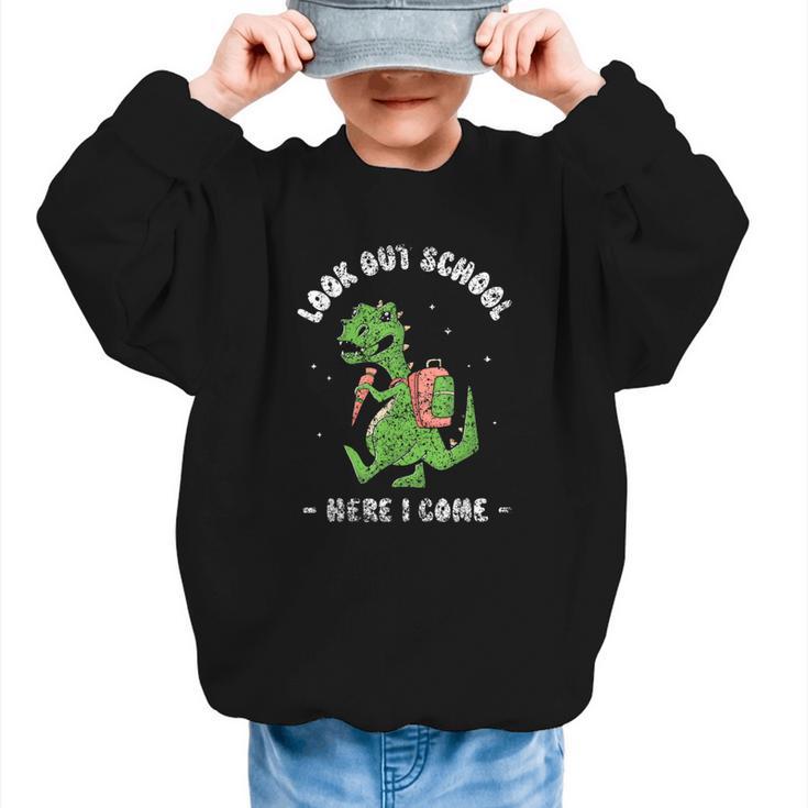 Look Out School Here I Come Grade Kids Pupil Back To School Graphic Kid Sweatshirt