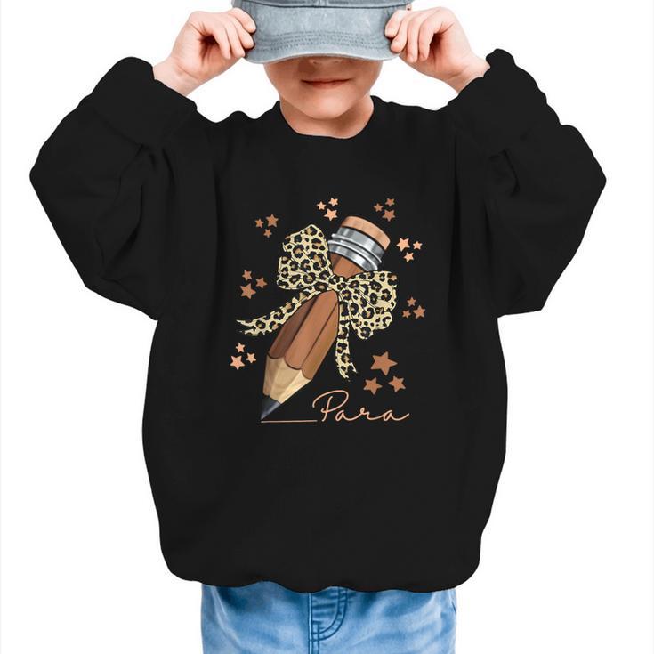 Melanin Pencil Leopard Bow Para Back To School Graphic Kid Sweatshirt