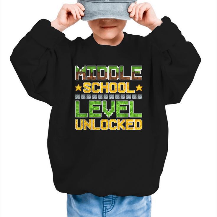 Middle School Level Unlocked Gamer Back To School Graphic Kid Sweatshirt