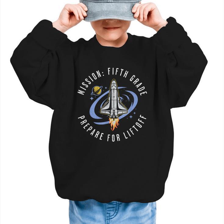 Mission Fifth Grade Space Rocket Back To School VI Graphic Kid Sweatshirt