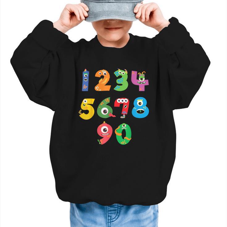 Monster Numbers Learning Cute Numbers 0-9 Back To School Graphic Kid Sweatshirt
