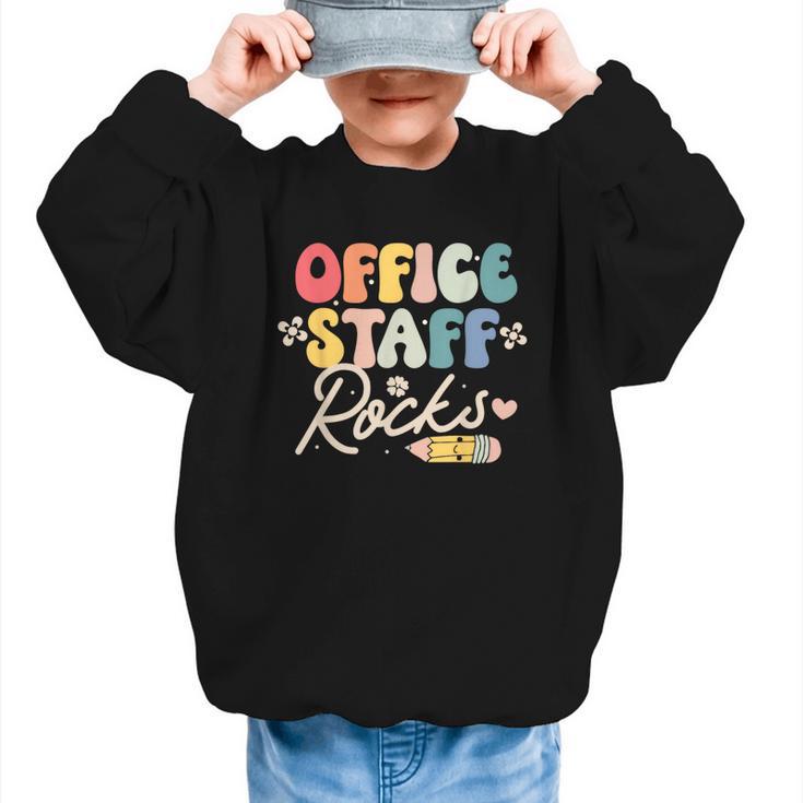 Office Staff Rocks Back To School Secretary Administrative Graphic Kid Sweatshirt Office Staff Rocks Back To School Secretary Administrative Graphic Kid Sweatshirt