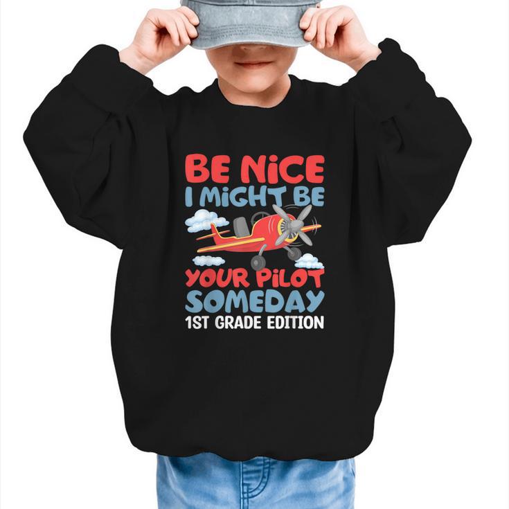 I Might Be Your Pilot First Day Back To School 1st Grade Graphic Kid Sweatshirt