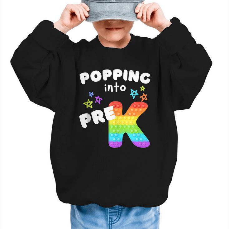 Popping Into Pre K Kid's Back To School Pop It Fidget Toy Graphic Kid Sweatshirt