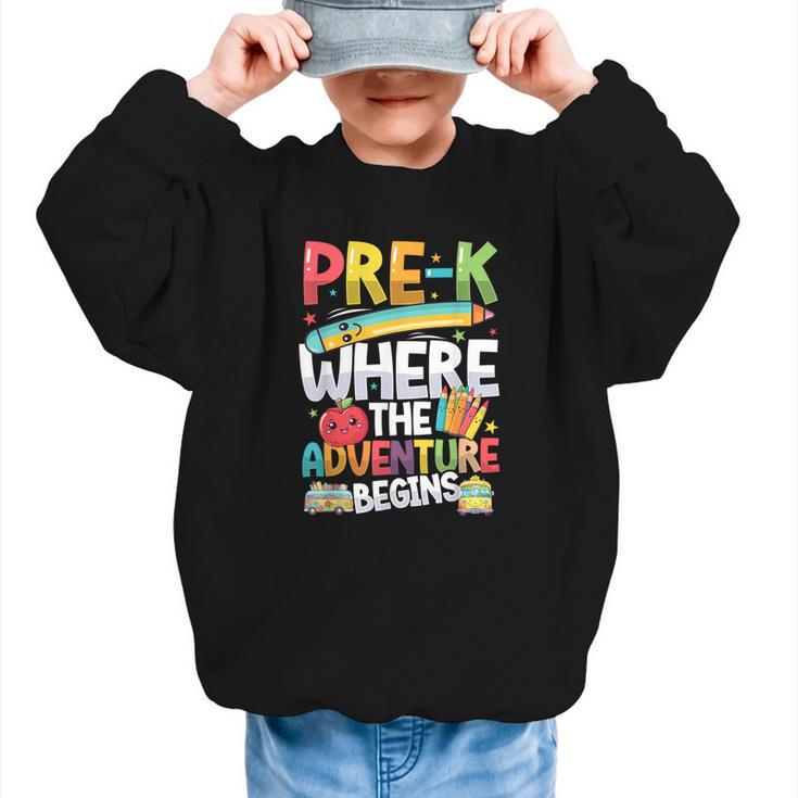 Pre-K Where The Adventure Begins First Day & Back To School Graphic Kid Sweatshirt