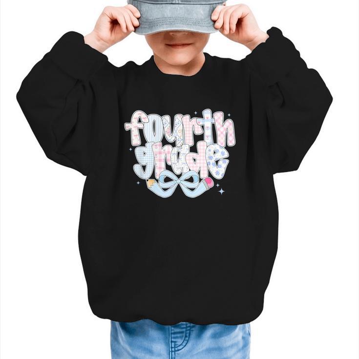 Preppy Fourth Grade Back To School Coquette 4th Grade Graphic Kid Sweatshirt