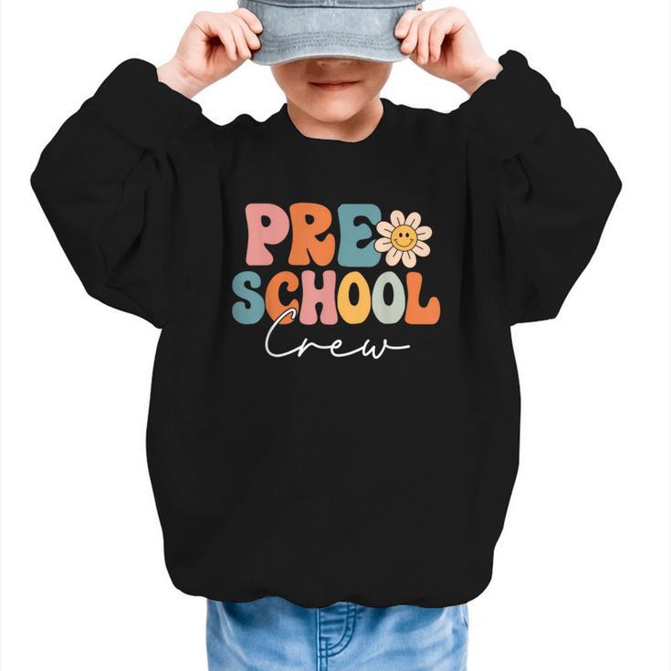 Preschool Crew Team Retro Groovy Vintage Back To School Graphic Kid Sweatshirt