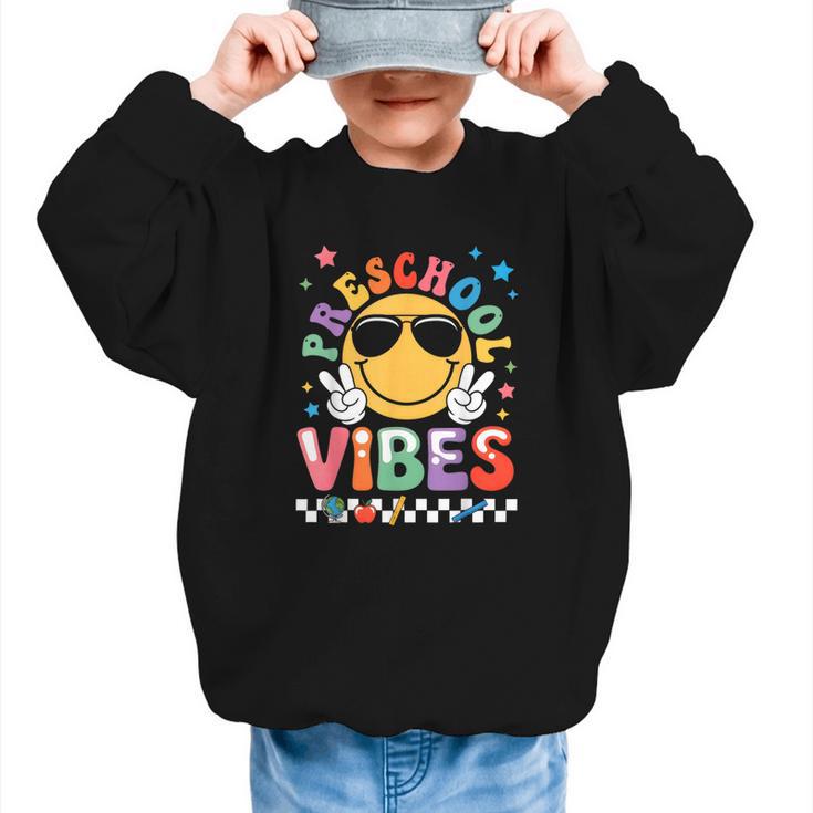 Preschool Vibes Groovy Back To School Girls Kids Graphic Kid Sweatshirt