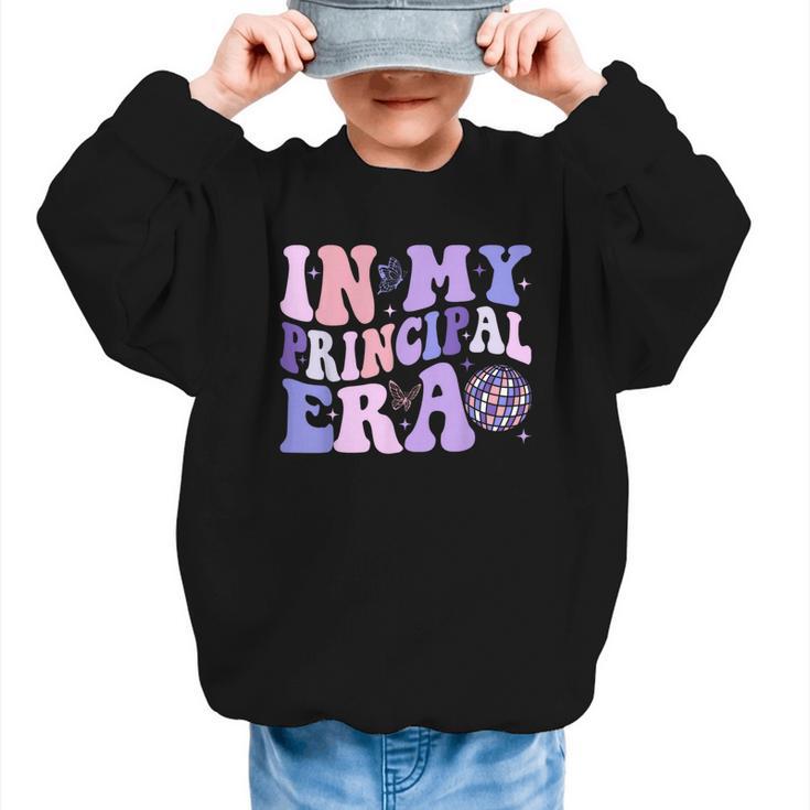 In My Principal Era Groovy School Headmaster Back To School Graphic Kid Sweatshirt