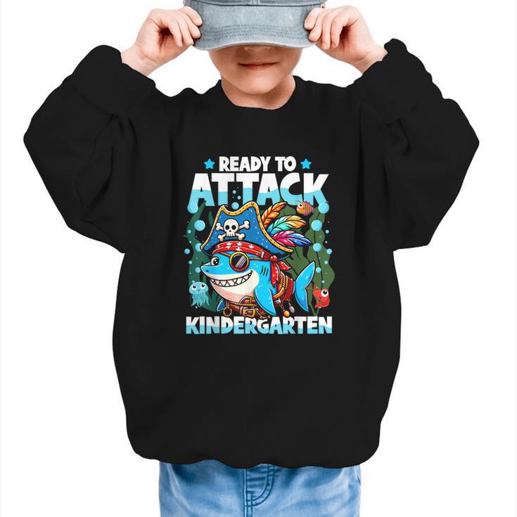 Ready To Attack Kindergarten Pirate Shark Back To School Graphic Kid Sweatshirt