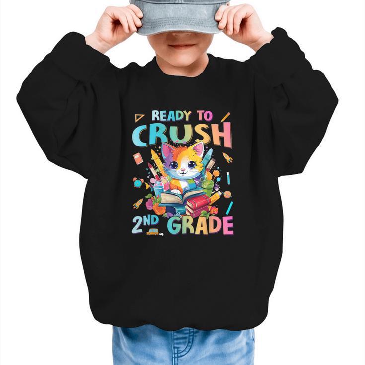 Ready To Crush 2nd Grade Back To School 2nd Grade Cat Kitten Graphic Kid Sweatshirt