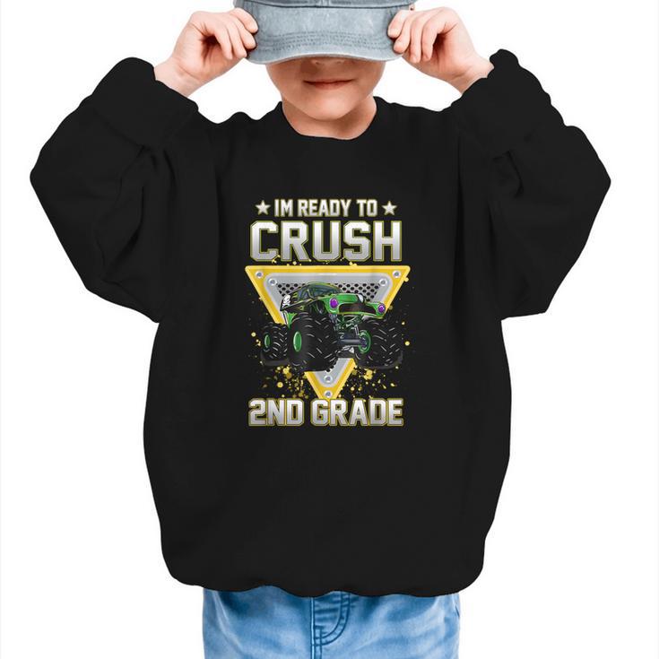 Ready To Crush 2nd Grade Monster Truck Boy Back To School Graphic Kid Sweatshirt
