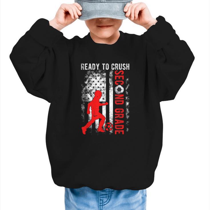 Ready To Crush Second Grade Soccer USA Flag Back To School Graphic Kid Sweatshirt