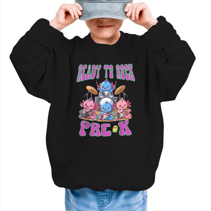 Ready To Rock Pre K Back To School Axolotl Preschool Graphic Kid Sweatshirt