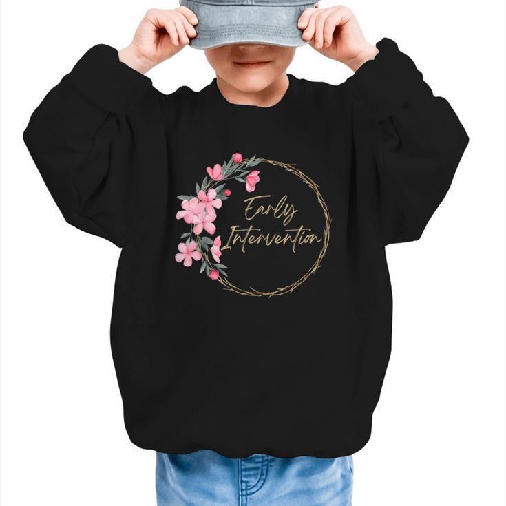 Retro Floral Early Intervention Specialist Back To School Graphic Kid Sweatshirt