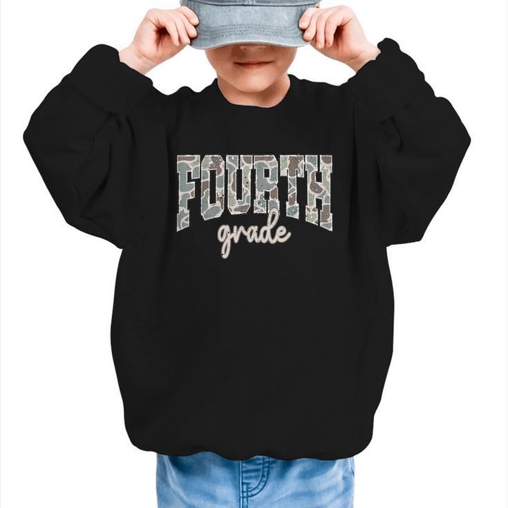 Retro Fourth Grade Back To School Boy Old Camo 4th Grade Kid Graphic Kid Sweatshirt