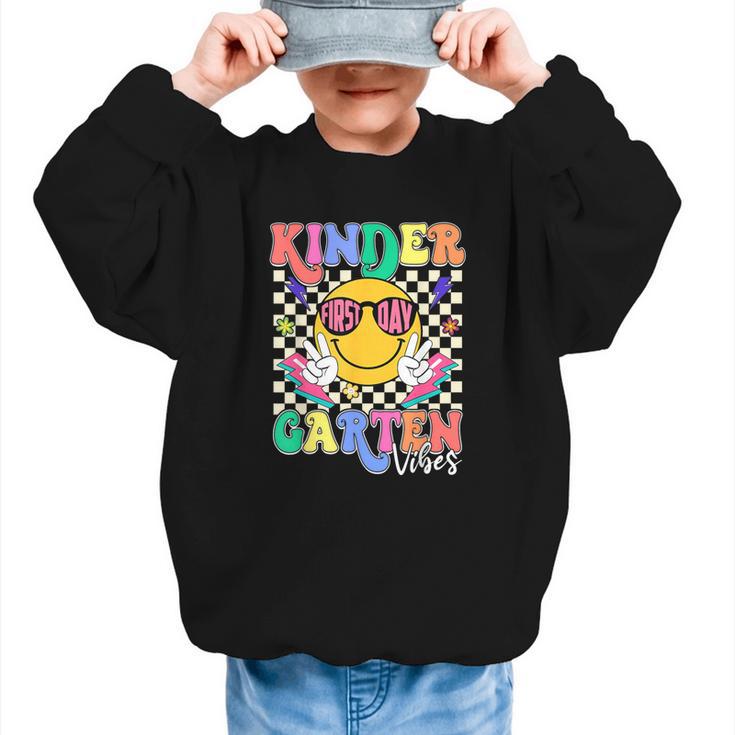 Retro Groovy Kinder Garten Vibes Smile Team Back To School Graphic Kid Sweatshirt