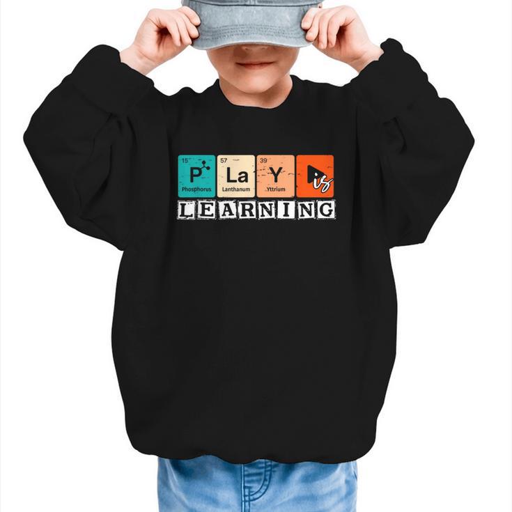 Retro Play Is Learning Back To School First Day Of School Graphic Kid Sweatshirt