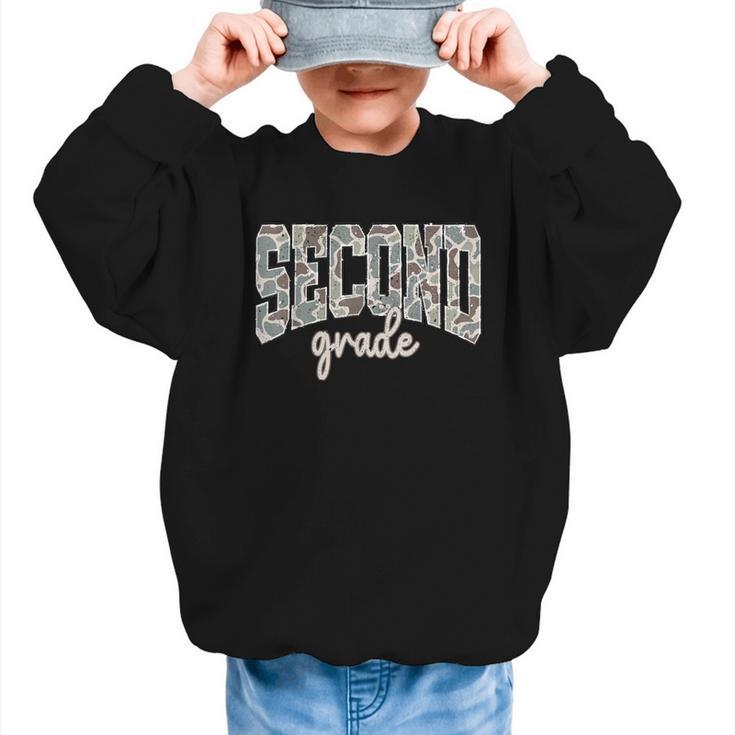 Retro Second Grade Back To School Boy Old Camo 2nd Grade Kid Graphic Kid Sweatshirt