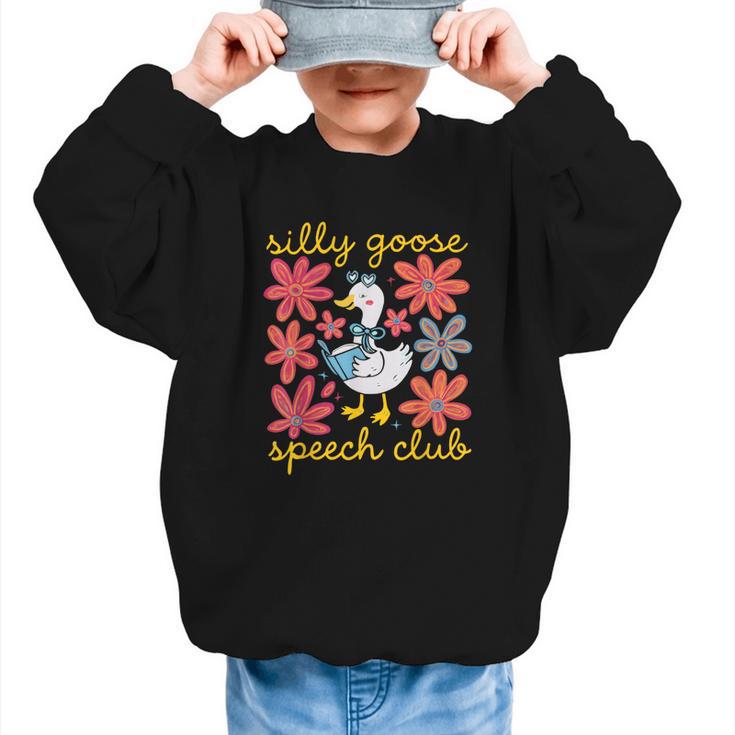 Retro Silly Goose Speech Therapy SLP Back To School Graphic Kid Sweatshirt