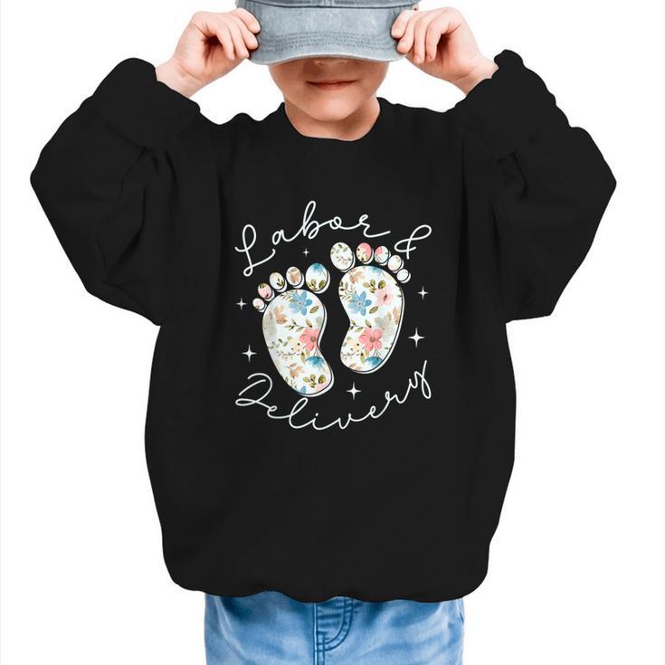 Retro Wildflowers Labor And Delivery Nurse Back To School Graphic Kid Sweatshirt