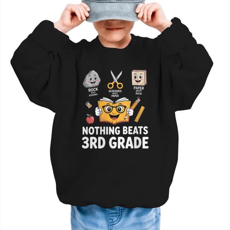 Rock Scissor Paper Nothing Beats 3rd Grade Back To School Graphic Kid Sweatshirt