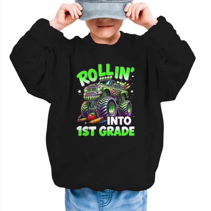 Rollin' Into 1st Grade Monster Truck Back To School Boys Graphic Kid Sweatshirt