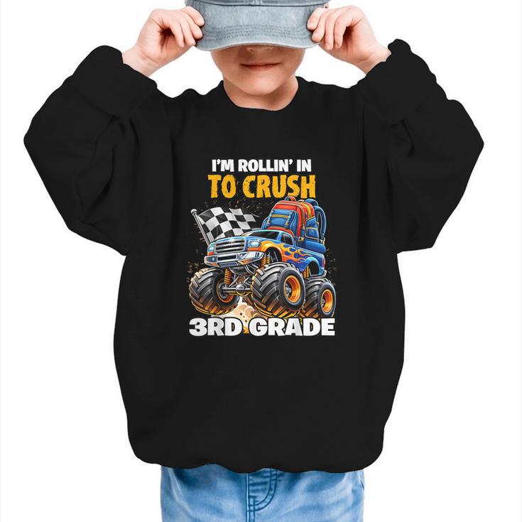 Rollin Crush Monster Truck Back To School 3rd Grade Boys Graphic Kid Sweatshirt