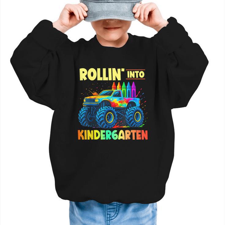 Rollin' Into Kindergarten Monster Car Back To School Boys Graphic Kid Sweatshirt