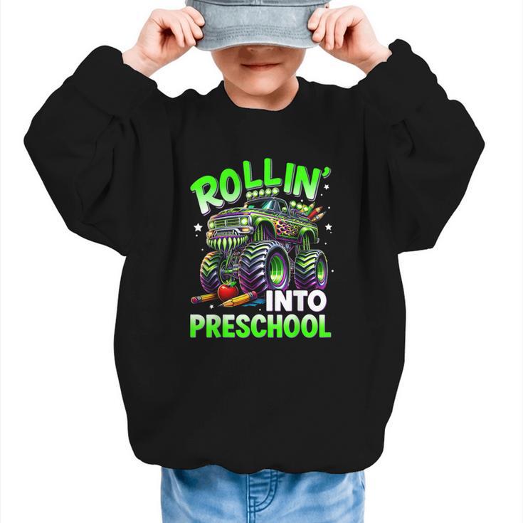 Rollin' Into Preschool Monster Truck Back To School Boys Graphic Kid Sweatshirt