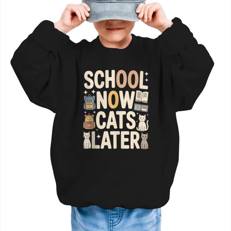 School Now Cats Later Back To School Graphic Kid Sweatshirt