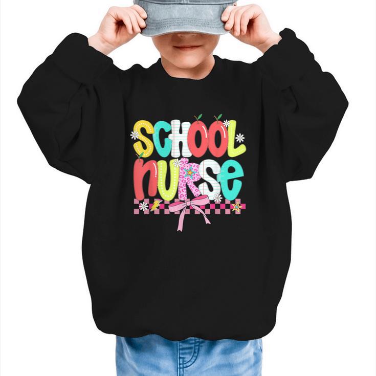 School Nurse Appreciation Day Coquette Bow Back To School Graphic Kid Sweatshirt