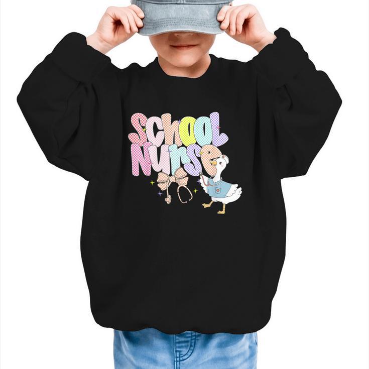 School Nurse Back To School Silly School Nurse Goose Graphic Kid Sweatshirt