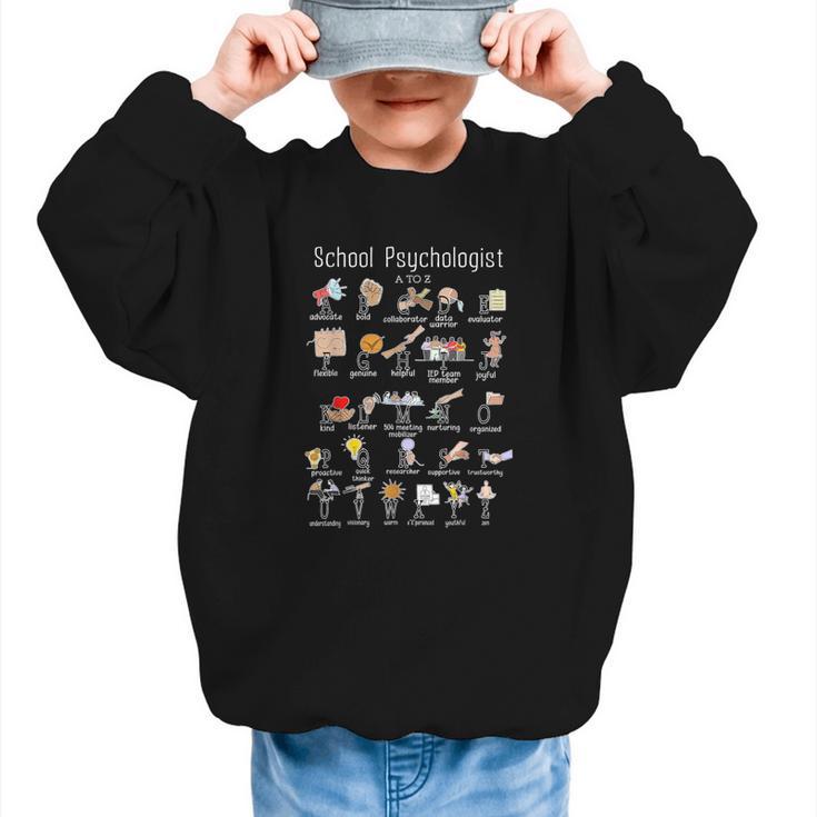 School Psychologist Alphabet ABCs Psychology Back To School Graphic Kid Sweatshirt