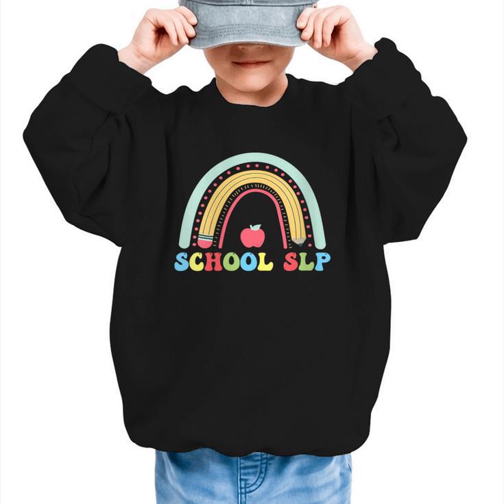 School SLP Rainbow Pencil Back To School Appreciation Graphic Kid Sweatshirt