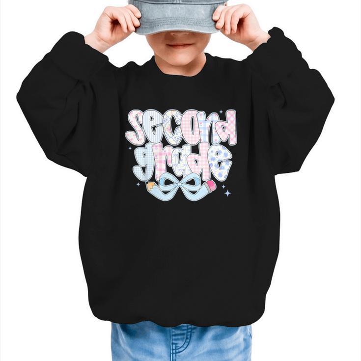 Second Grade Coquette Bow First Day Of School Back To School Graphic Kid Sweatshirt