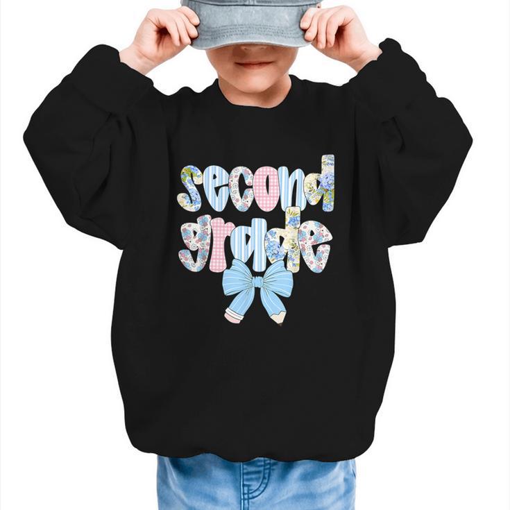 Second Grade Coquette Bow Pencil First Day Back To School Graphic Kid Sweatshirt